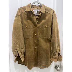 JH Collectibles Vintage Leather Suede Button Down Top Jacket w/ Gold Buttons 4